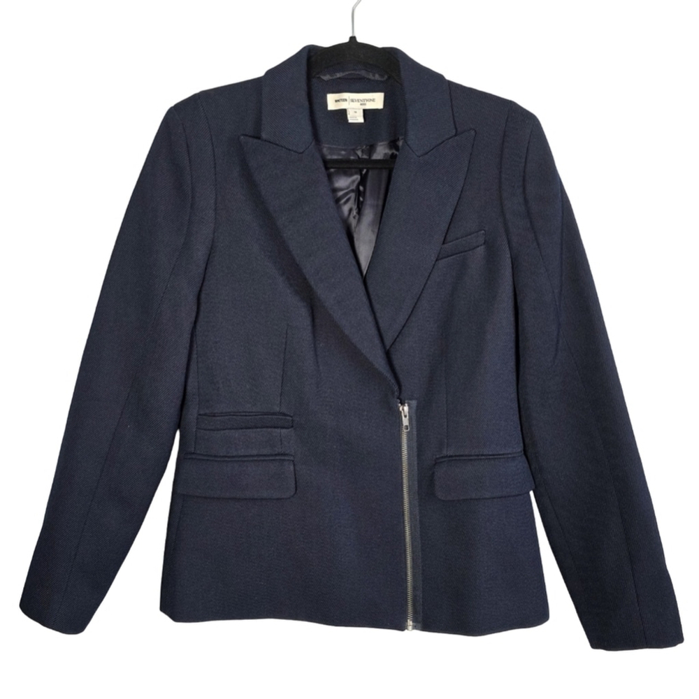 Reiss Nineteen Seventy One Tyler Naby Blue Zip Blazer Office Luxury Sz M